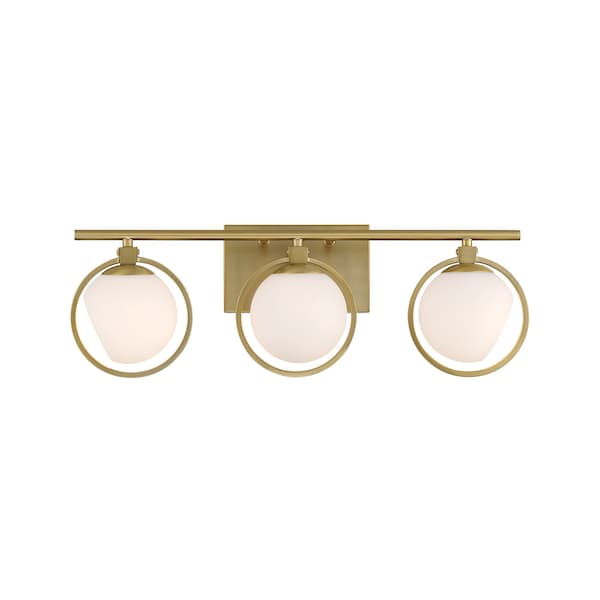 Designers Fountain Teatro 23.75in 3-Light Brushed Gold Modern Indoor Vanity Light with Etched Opal Glass Shades D296C-3B-BG - main